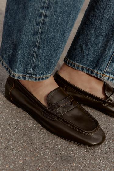 MOCASSINS EN CUIR SOFT - Marron chocolat de Zara - Image 1
