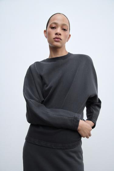 FITTED LONG SLEEVE SWEATSHIRT - Charcoal by Zara - Image 0