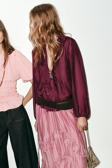 RUFFLED MIDI SKIRT - MARSALA by Zara - Image 7