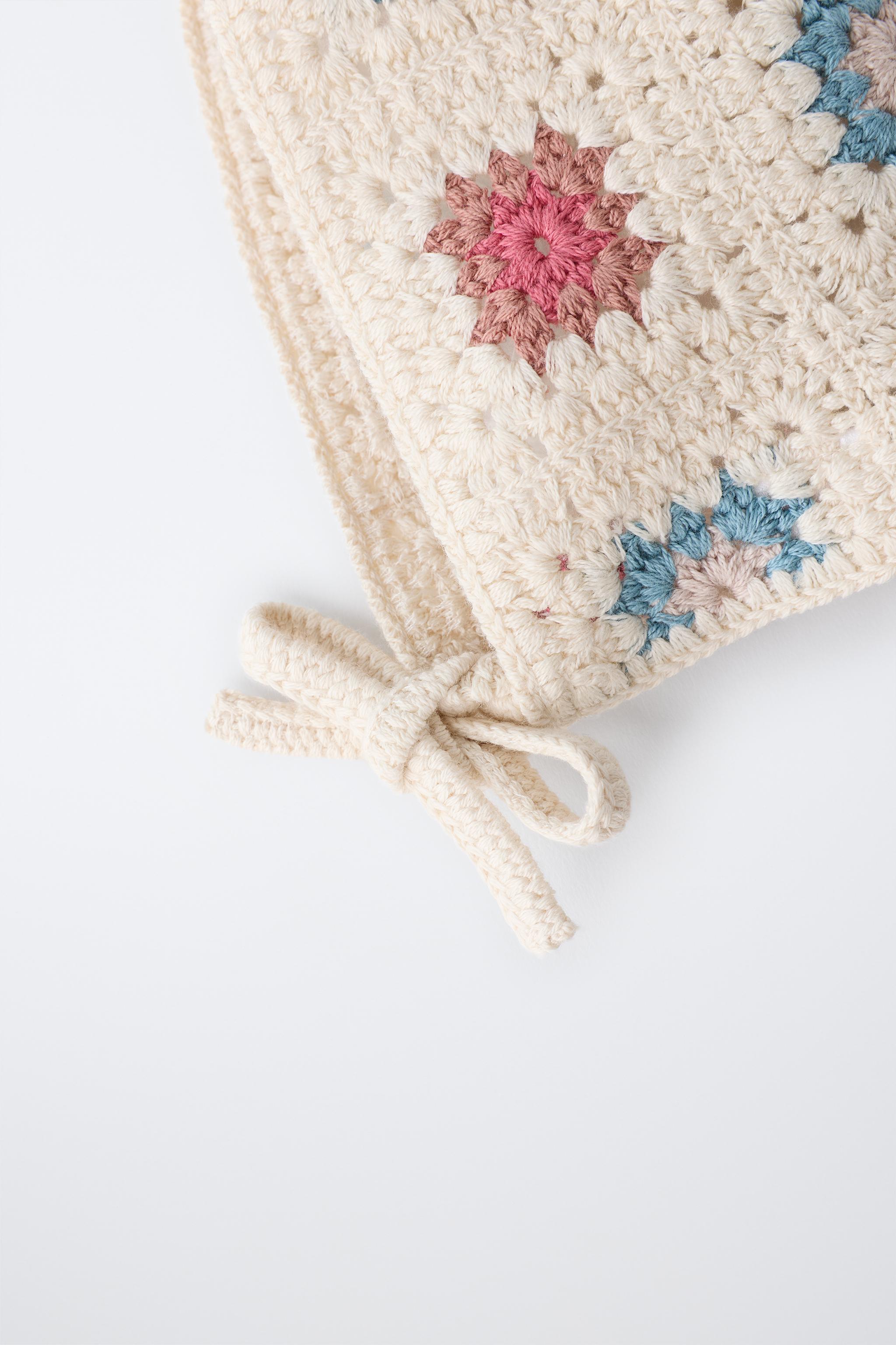 Zara GEOMETRIC PRINT CROCHET BONNET — фото 3