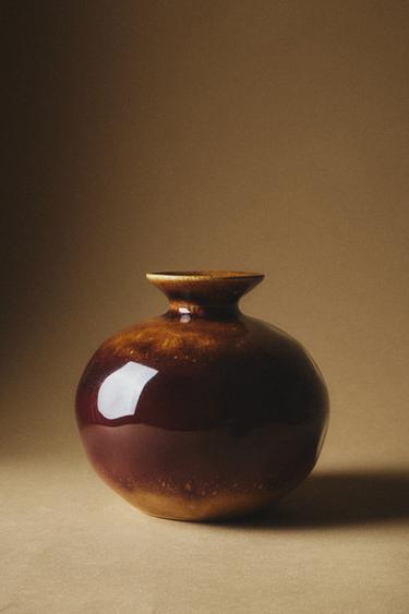 NIEDRIGE KERAMIKVASE IN FARBE - Khaki von Zara