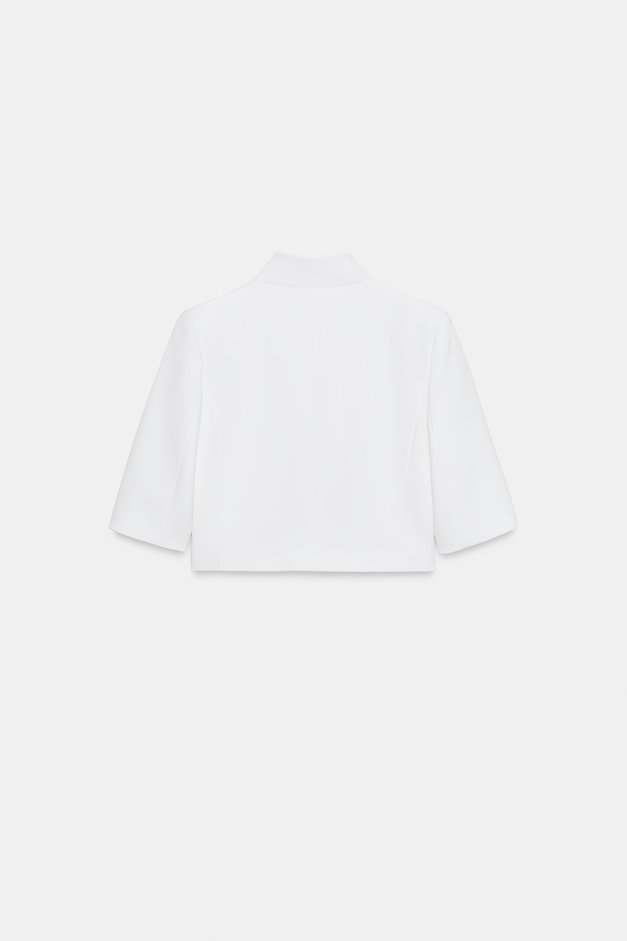 Zara KISA KOLLU CROP BLAZER ZW COLLECTION görsel 7