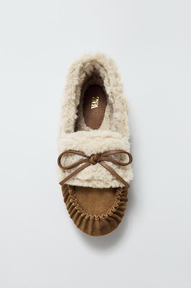 COMBINED SPLIT SUEDE LOAFERS - Brown by Zara