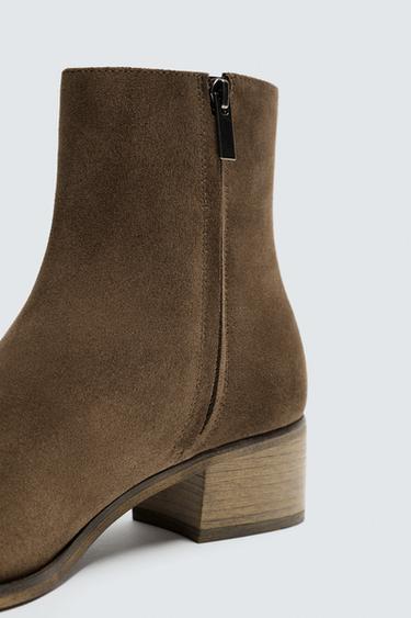 LEATHER HEELED BOOTS - Sand Brown by Zara - Image 2