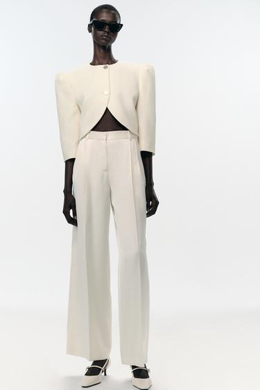 STRAIGHT TROUSERS WITH DARTS - Oyster-white by Zara - Image 0