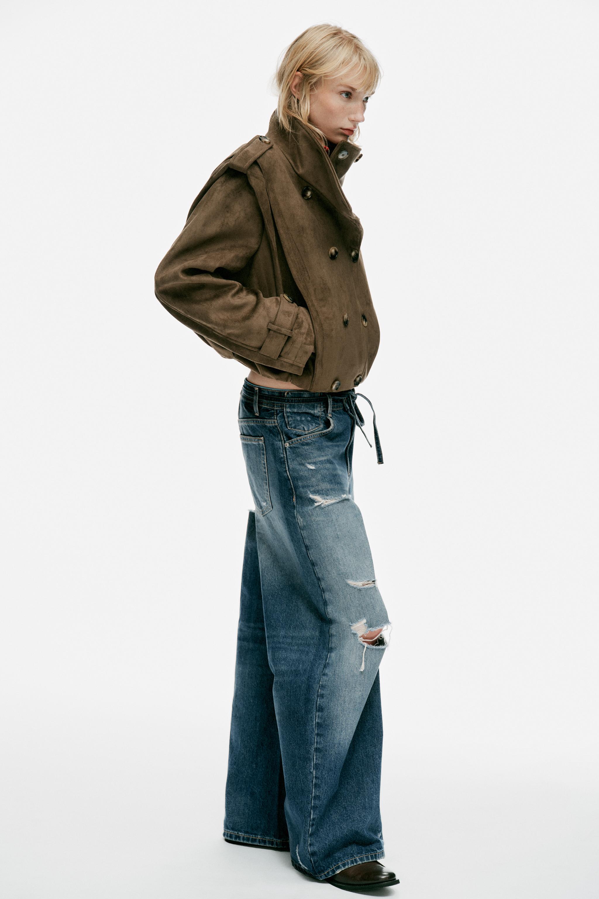 Zara TRF ORTA BEL YIRTMAÇLI VE KEMERLİ BAGGY JEAN görsel 2