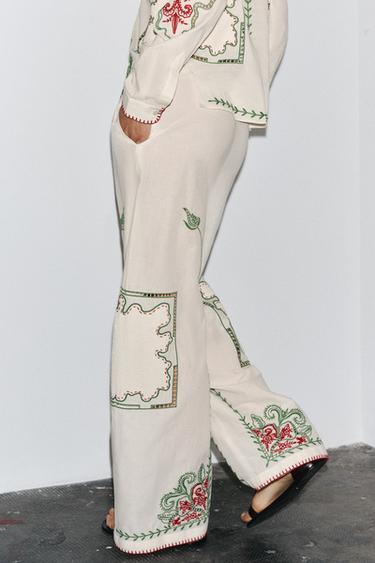 ZW COLLECTION EMBROIDERED TROUSERS - Multicoloured by Zara - Image 2