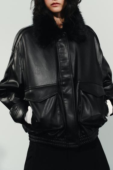 VESTE COL EFFET FOURRURE AMOVIBLE - Noir de Zara - Image 2