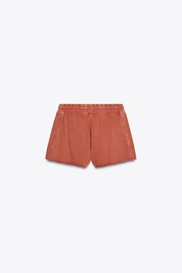 FADED-EFFECT FLEECE SHORTS - Red by Zara