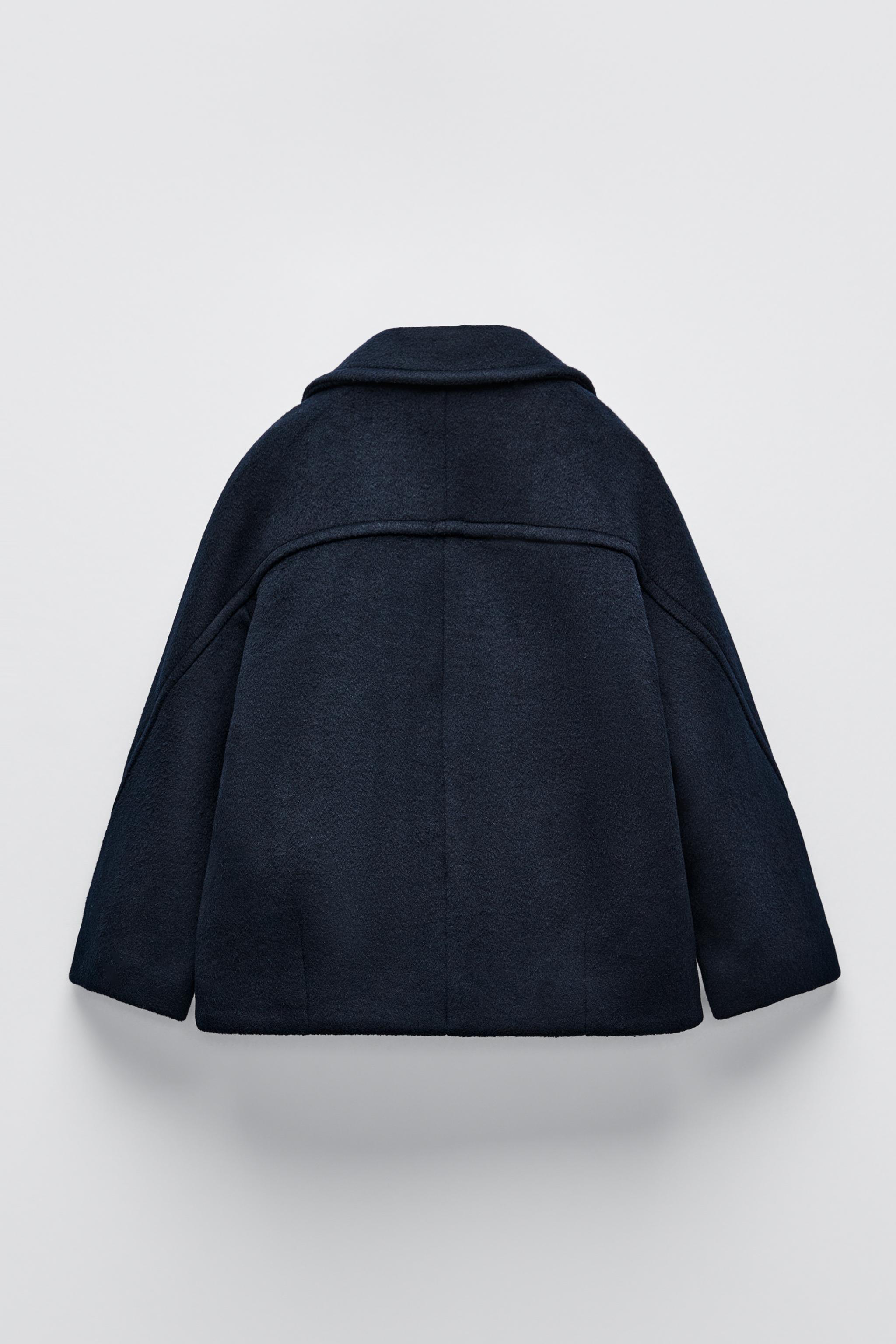 Navy coat womens zara on sale