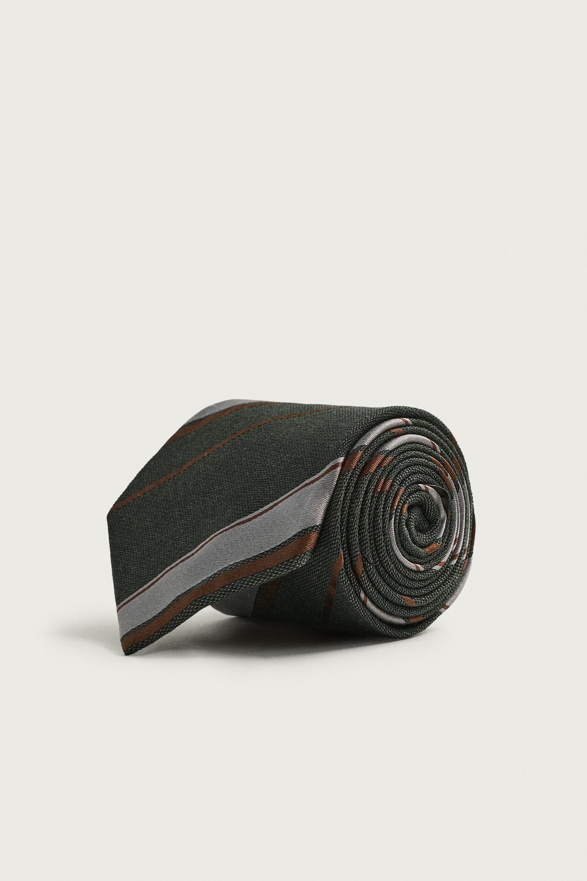 STRIPED WOOL AND SILK TIE