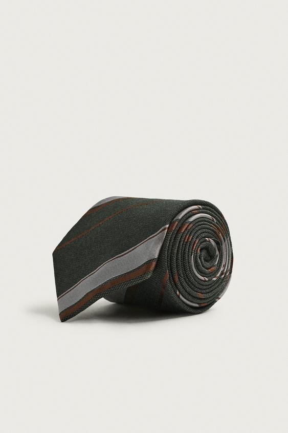CORBATA DE RATLLES DE LLANA I SEDA - Caqui de Zara - Imatge 0