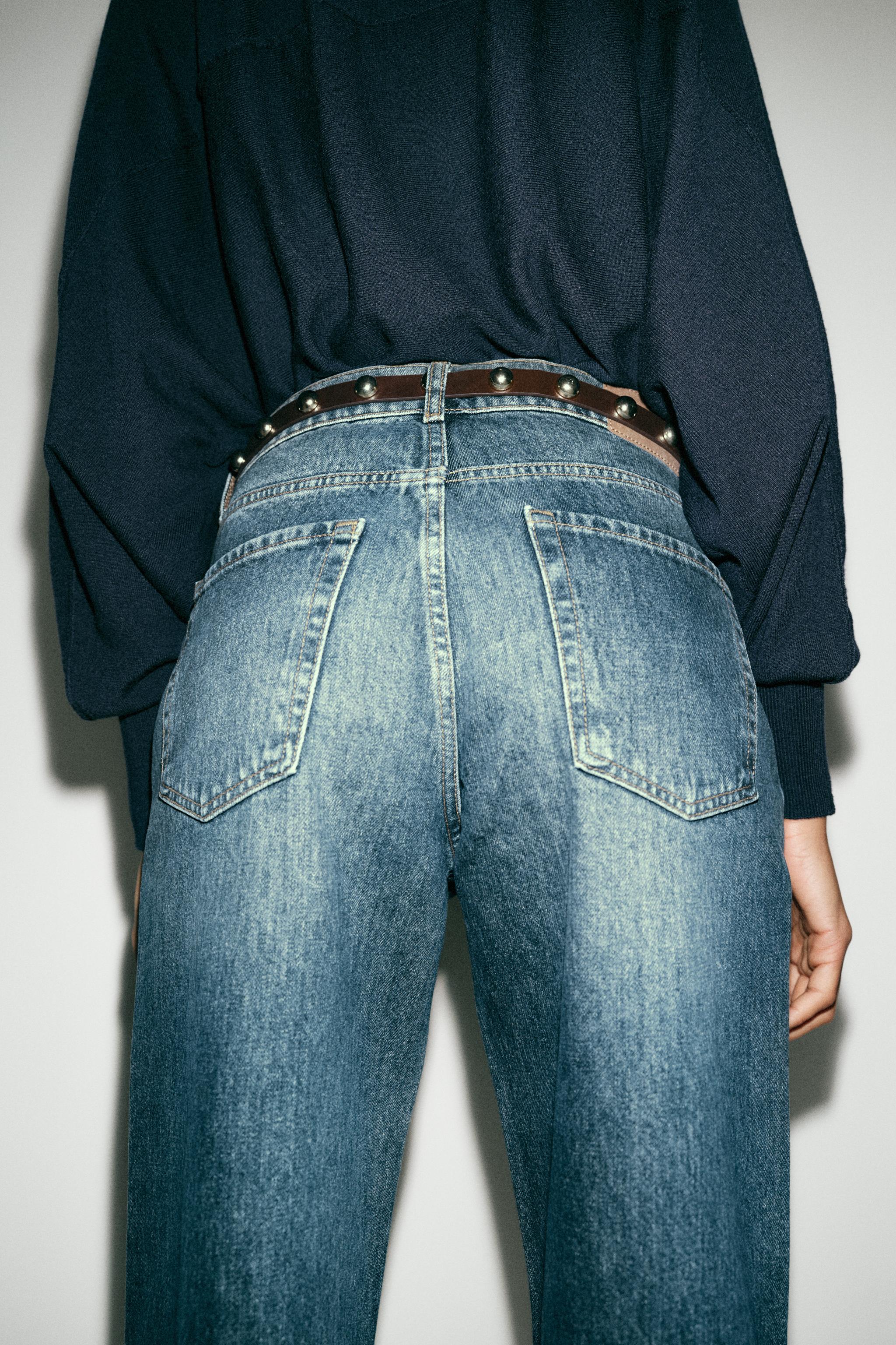 Z1975 KEMERLİ YÜKSEK BEL TAPERED FIT JEAN - Görsel 8