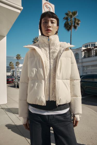 ANORAK CAPUCHA BORREGUILLO WATER REPELLENT WINDPROOF - Crudo de Zara