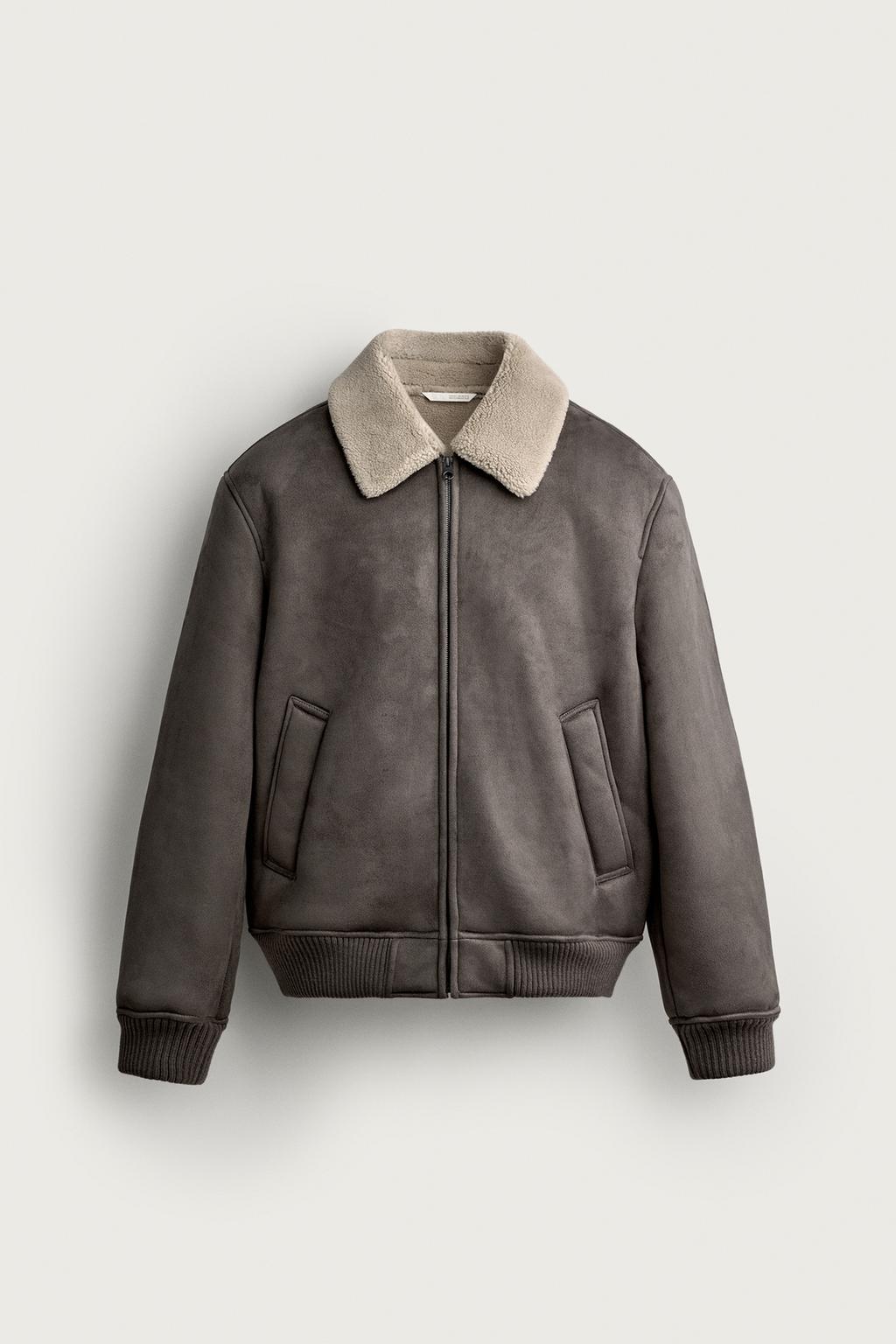 LEATHER EFFECT JACKET WITH FAUX SHEARLING