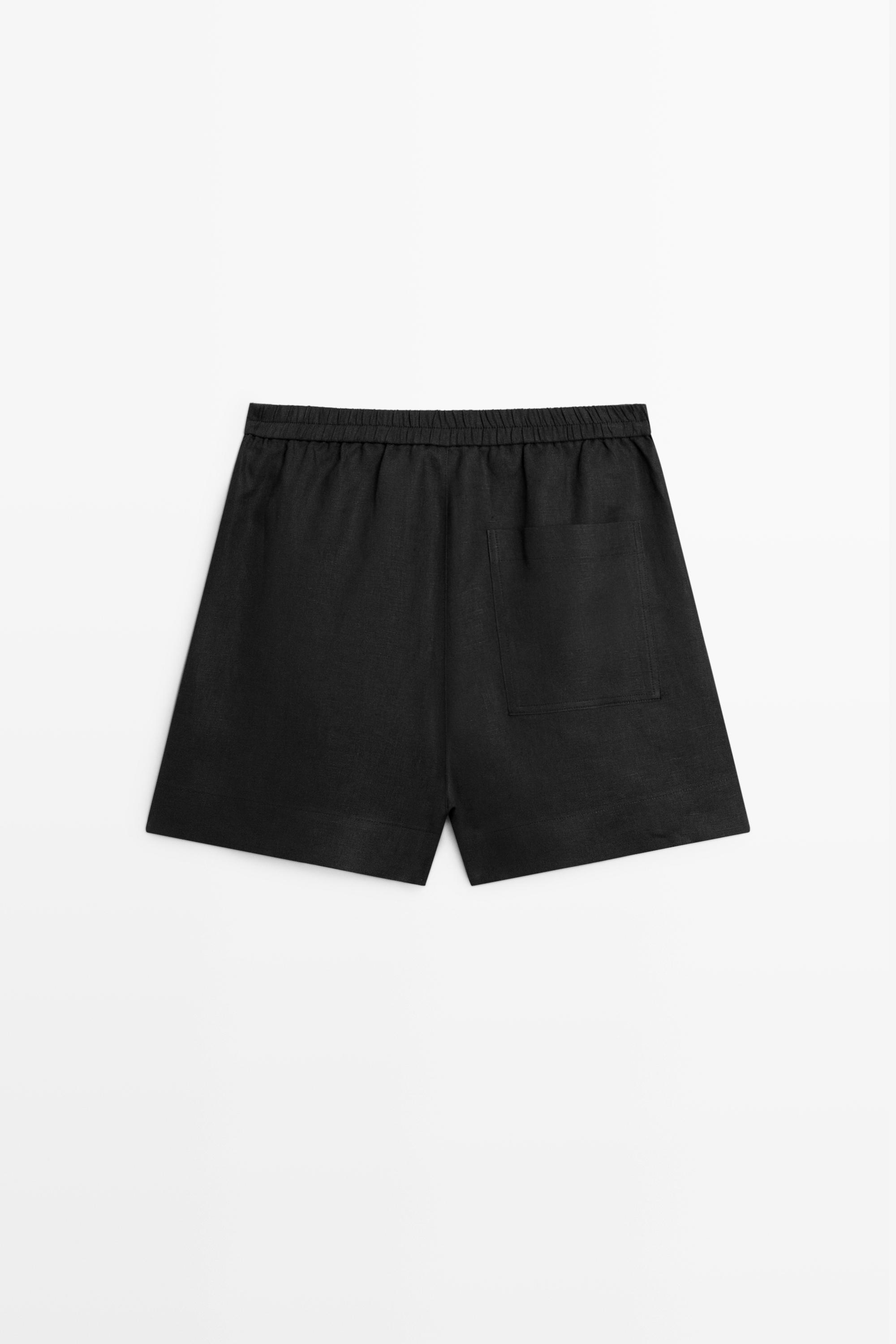 100% linen short Bermuda shorts