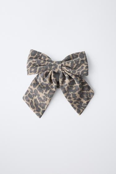 ANIMAL PRINT BOW SCRUNCHIE - Brown by Zara - Image 3