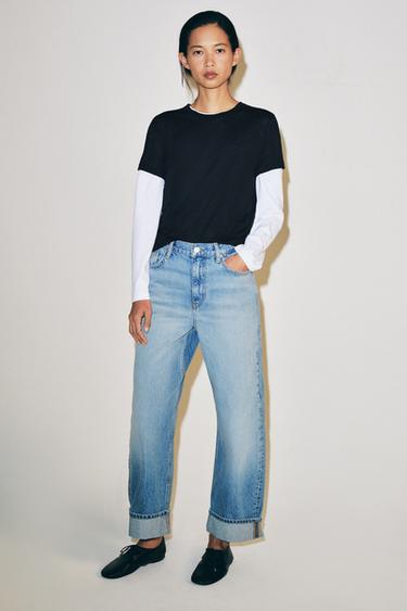ZW COLLECTION BAGGY FIT JEANS MIT MITTELHOHEM BUND - Mittelblau von Zara