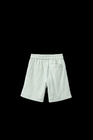 TEXTURED CHECK BERMUDA SHORTS - Green by Zara
