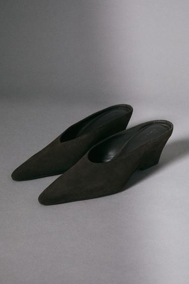 Zara Leather slingback heel shoe - Brown - Image 0