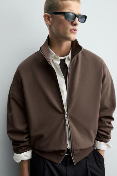 INTERLOCK LABEL JACKET - Chocolate by Zara - Image 4