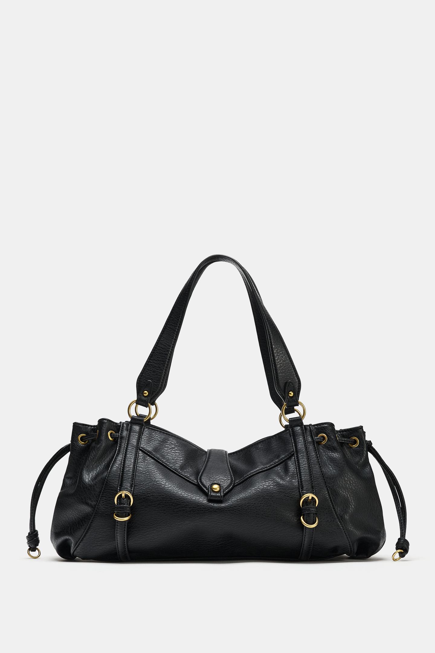 Женская сумка Zara Bowling bag with ring detail, цвет: Чёрный — фото 1