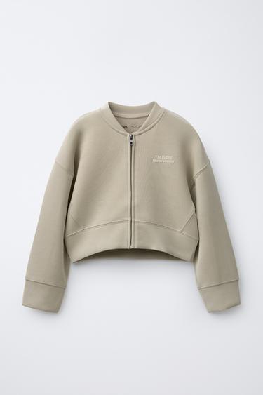 SWEATSHIRT WITH EMBOSSED SLOGAN - Stone by Zara - Image 0
