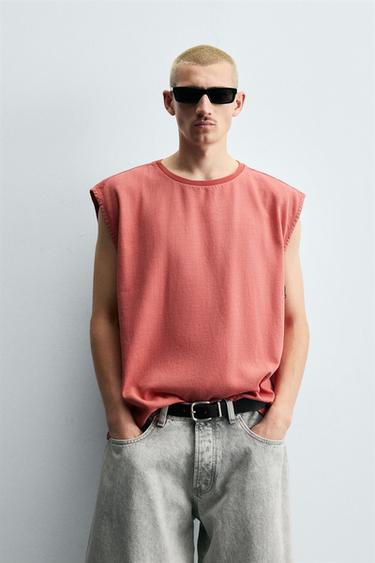 CAMISETA TANK DENIM - Coral da Zara