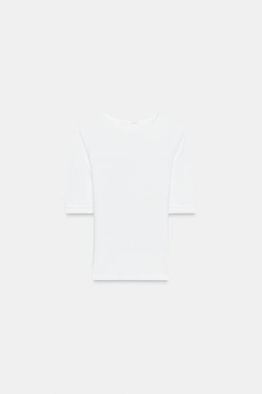 WASHED COTTON T-SHIRT - White by Zara