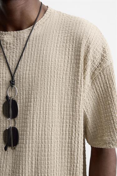 IRREGULAR TEXTURE T-SHIRT - Mid-grey by Zara - Image 4