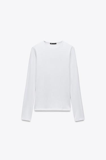 ФУТБОЛКА С ДЛИННЫМИ РУКАВАМИ — БЕЛЫЙ от Zara