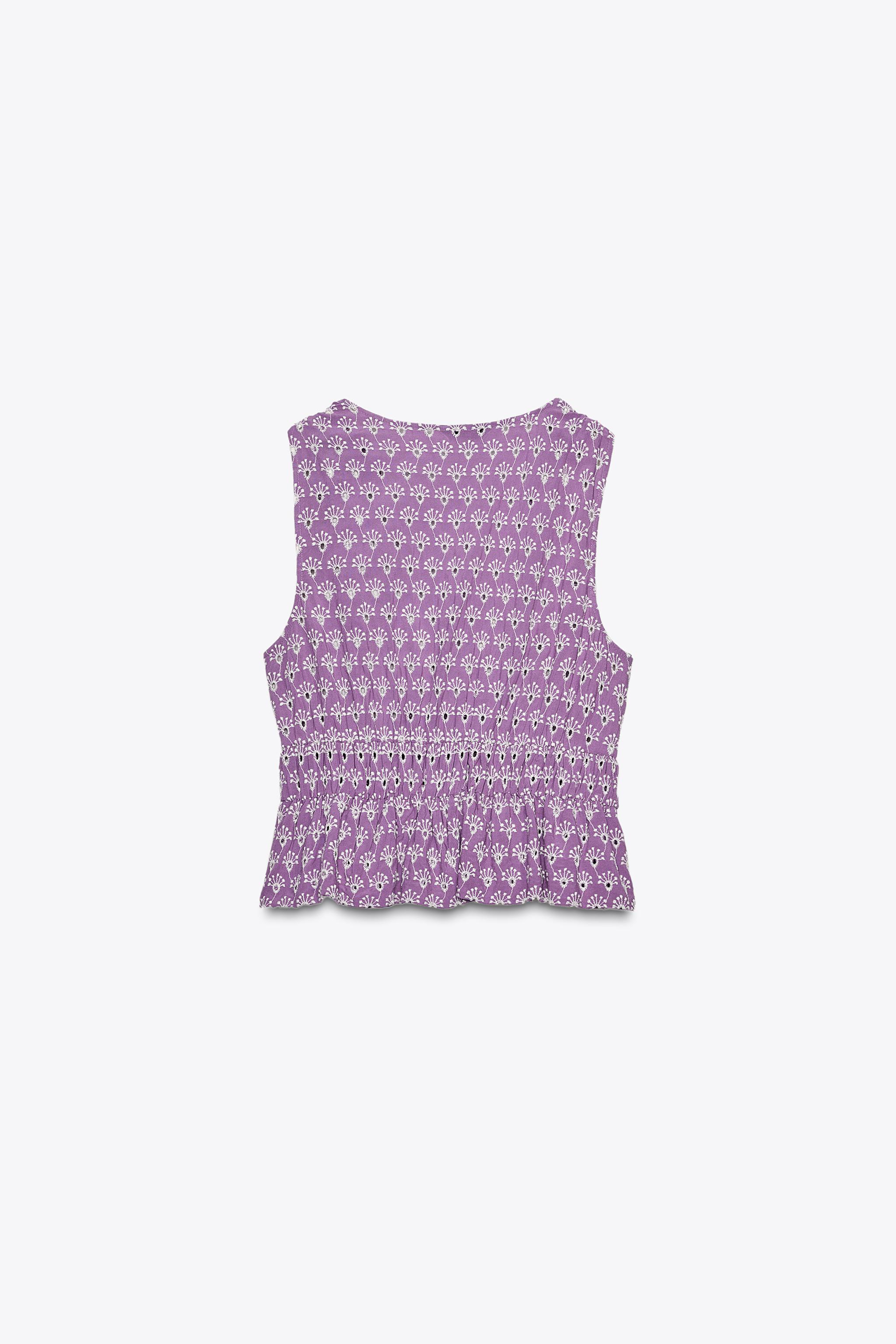 TOP À LACETS BRODÉ ET PERFORÉ