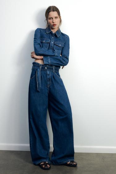 KURZES JEANSHEMD TRF - Dunkles Indigoblau von Zara - Bild 0