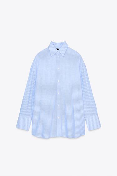 OVERSIZE STRIPED SHIRT WITH BACK VENTS AND TIES - Blue/White by Zara - Image 4