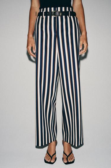 PANTALÓN RAYAS CINTURÓN - rayas de Zara