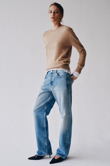 Zara ZW COLLECTION STRAIGHT MID-RISE JEANS - Mid-blue