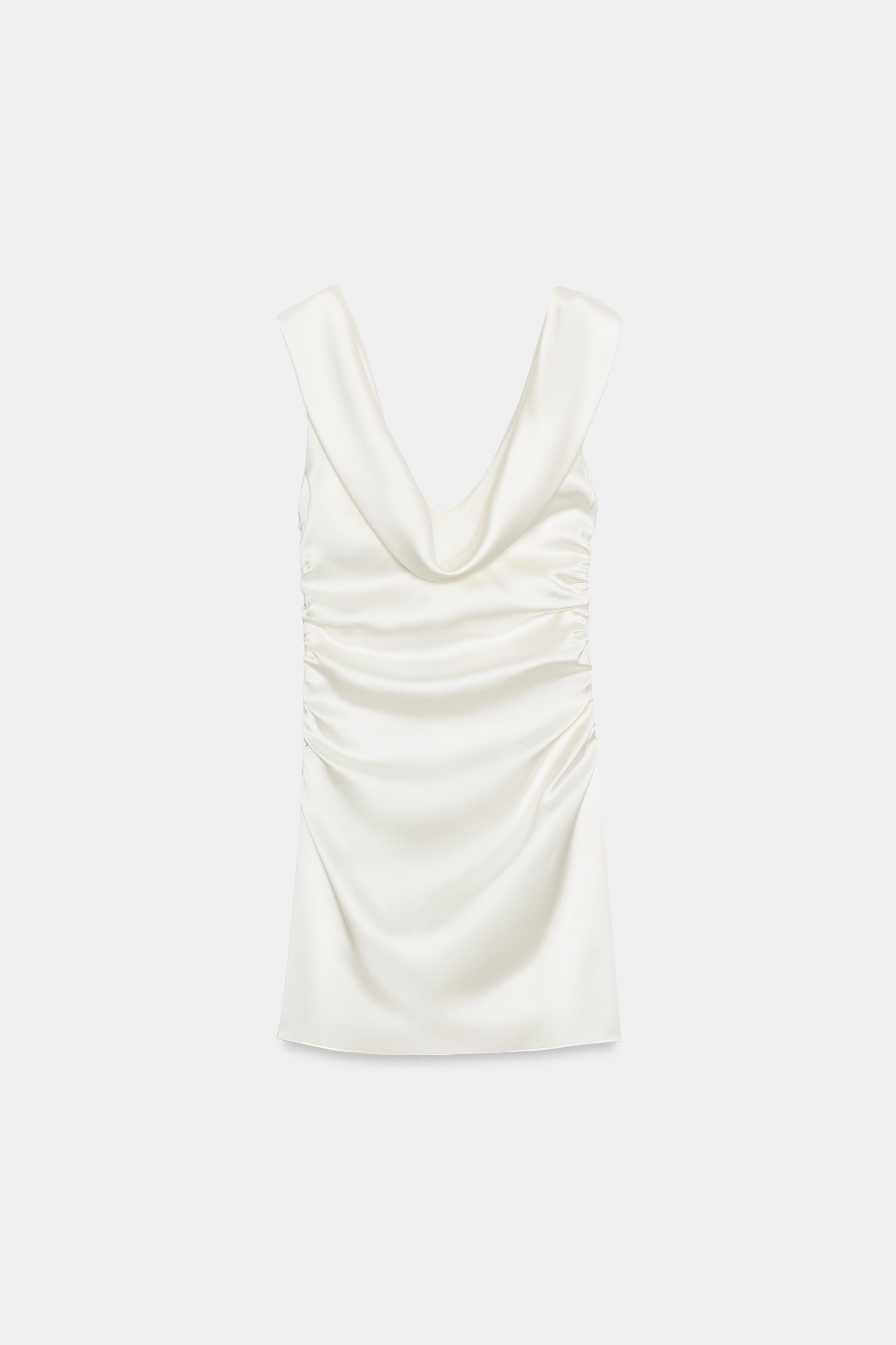 DRAPED SATIN MINI DRESS