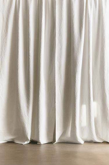 HIGH OPACITY COTTON AND LINEN CURTAIN - Oyster-white by Zara