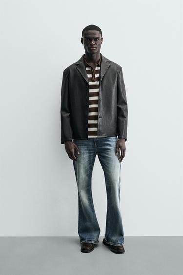 BLAZER RELAXED FIT EFECTO PIEL - Negro de Zara - Imagen 0