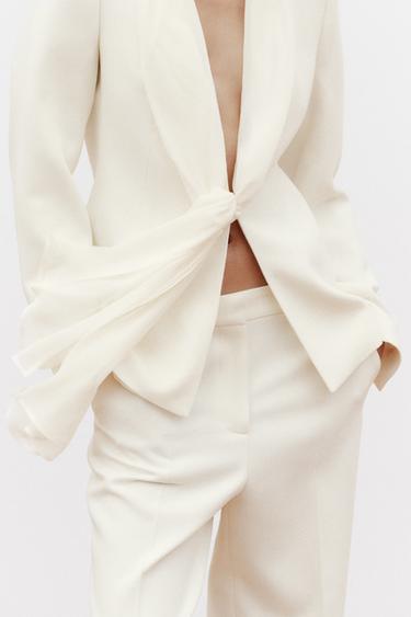 STRAIGHT FIT TROUSERS - Oyster-white by Zara - Image 3