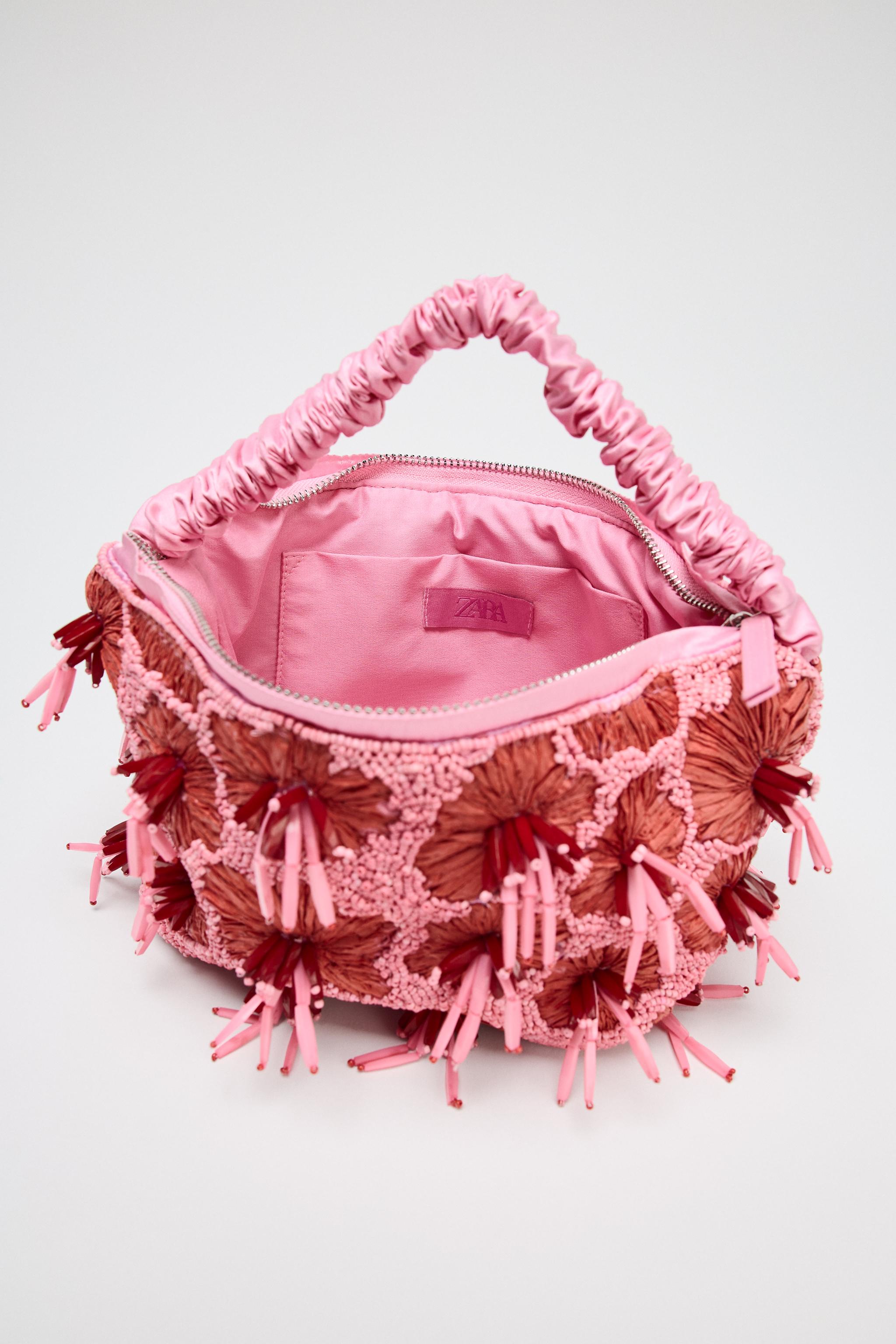memoba♡ BEADED MINI BUCKET BAG - Pink | ZARA United States