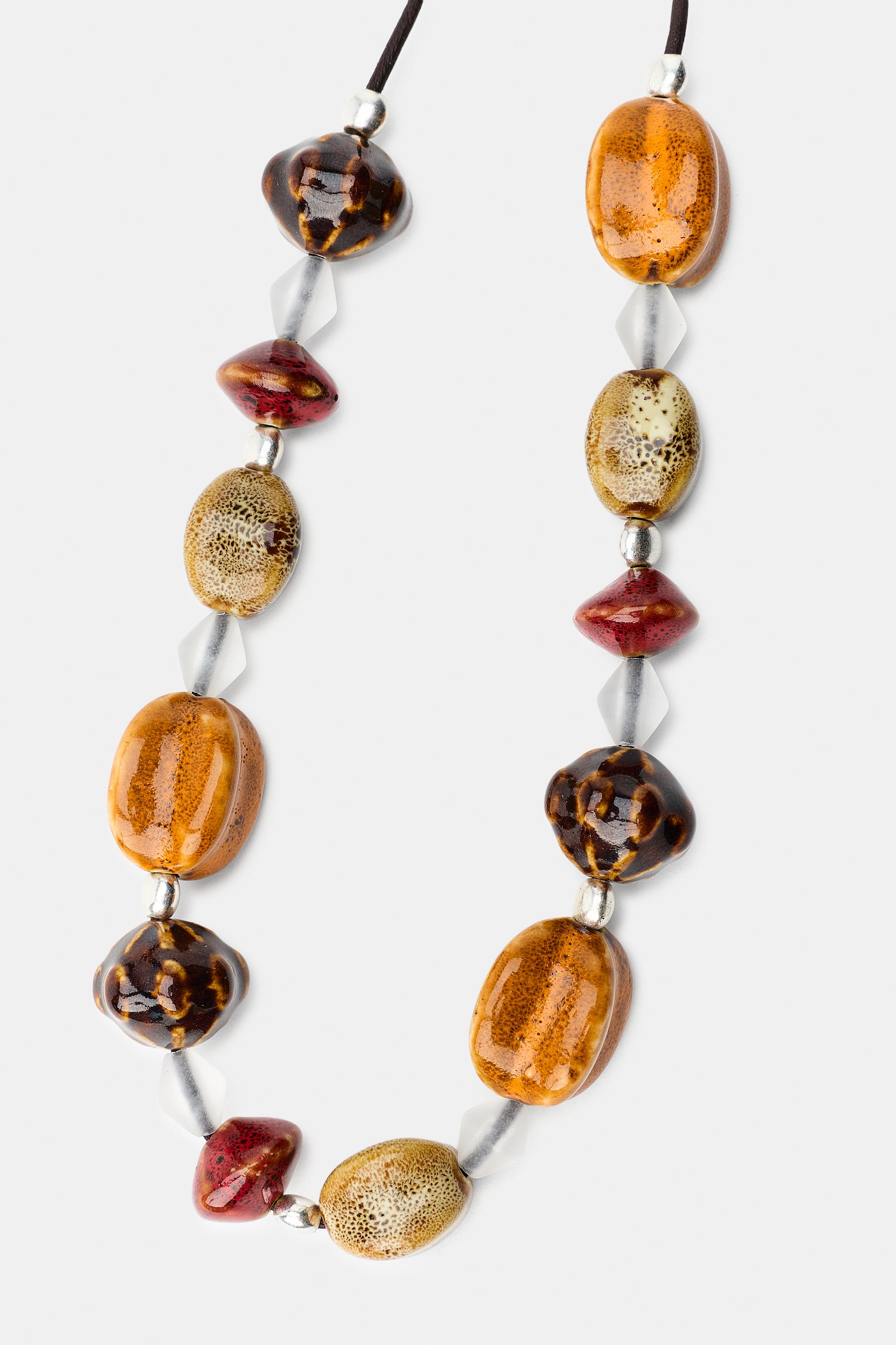 Женские аксессуары Zara CERAMIC BEAD CORD NECKLACE — фото 3
