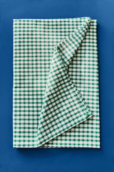 GINGHAM CHECK TABLECLOTH - أخضر الخاص بـ Zara