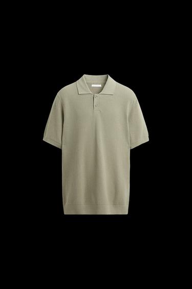 POLOSHIRT AUS STRICK MIT STRUKTURMUSTER - verwaschenes Grün von Zara - Bild 0