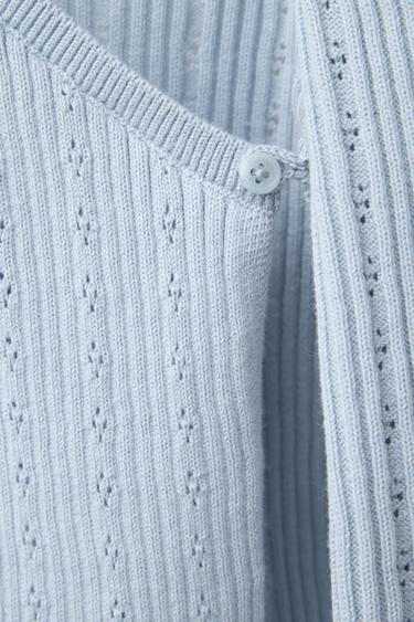 GILET EN MAILLE CROISÉ AJOURÉ - Bleu clair de Zara - Image 3