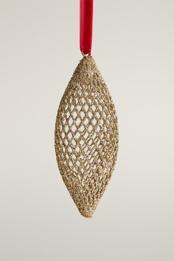 ELONGATED MESH CHRISTMAS TREE ORNAMENT - Golden by Zara - Image 0