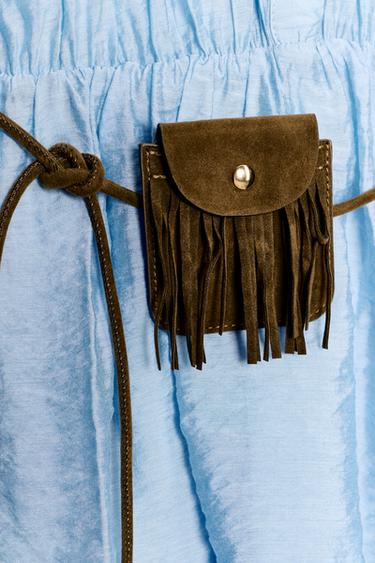 ROBE COURTE CEINTURE POCHE - Bleu ciel de Zara - Image 8