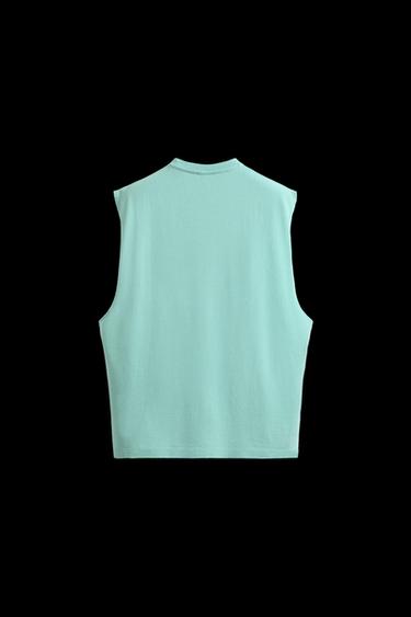 Zara PALM TREE PRINT TANK TOP - Light green