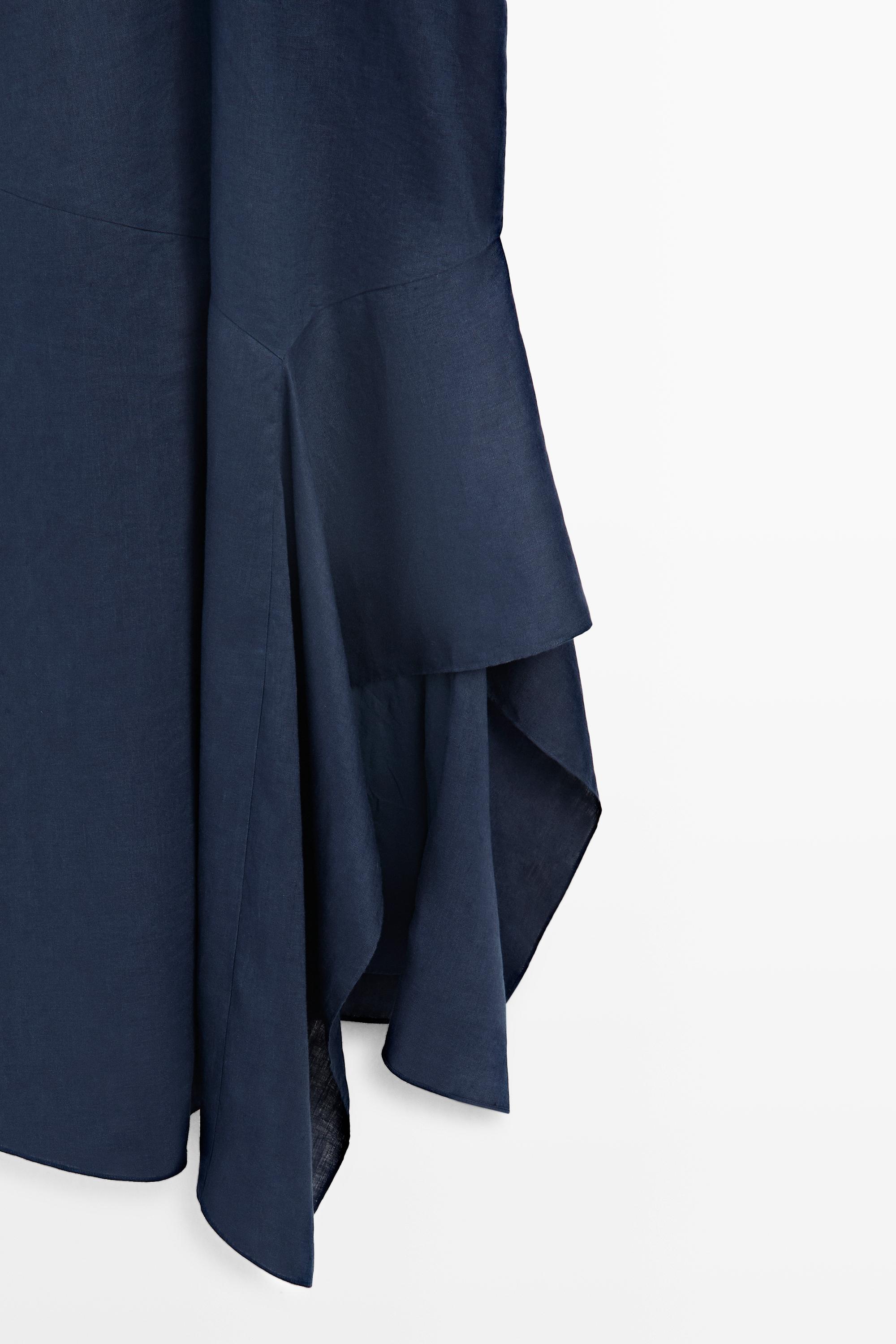 100% linen asymmetric midi dress