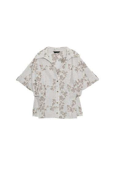 ÁO SƠ MI CROP TOP THÊU KIM SA - Màu nâu/nâu nhạt từ Zara
